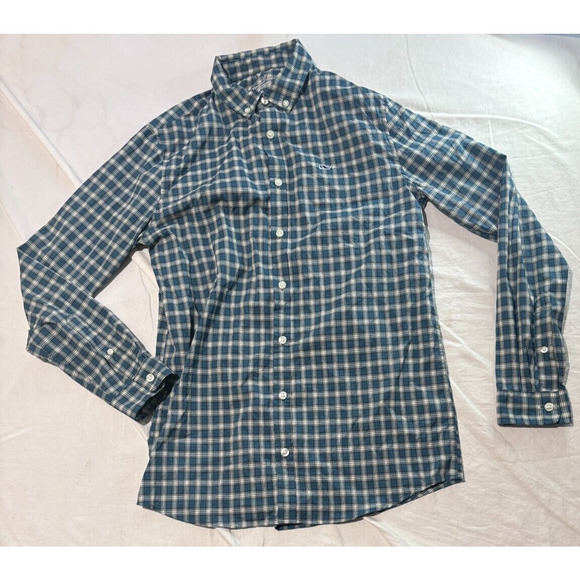 Vineyard Vines Performance Button Down Shirt Boys XL Long Sleeve Blue Green - Picture 1 of 6